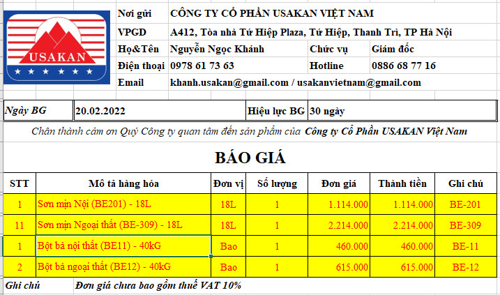 Sơn mịn ngoại thất BE309-18L-P - Bello