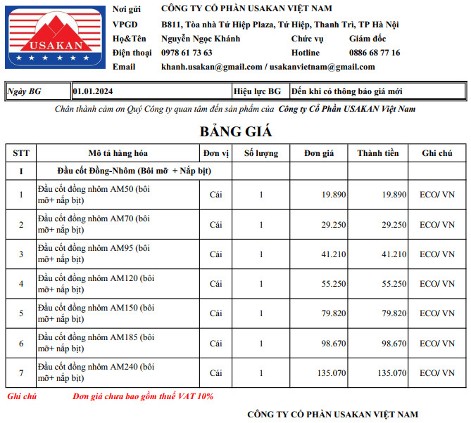 ECO - Đầu cốt đồng nhôm AL/Cu (Bôi mỡ + Nắp bịt)